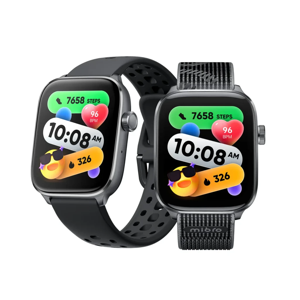 Mibro Watch Fit 1,75 pulgadas AMOLED negro con dos correas intercambiables, pantalla a color brillante, GPS integrado, 5 ATM y autonomía de hasta 8 días