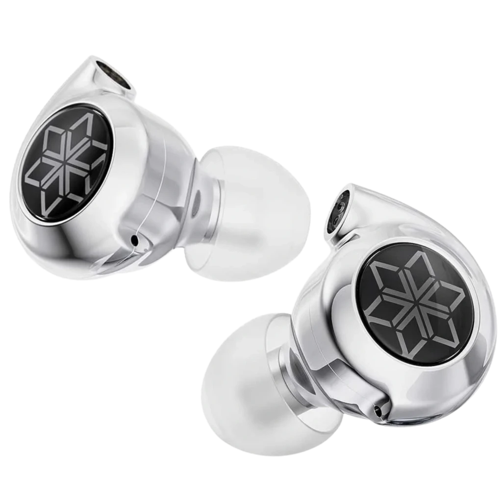 FiiO FD11 MIC 10 mm - Auriculares Hi-Res 24 Ω en metal plateado, diseño compacto intraural con almohadillas de silicona y cara externa con patrón geométrico