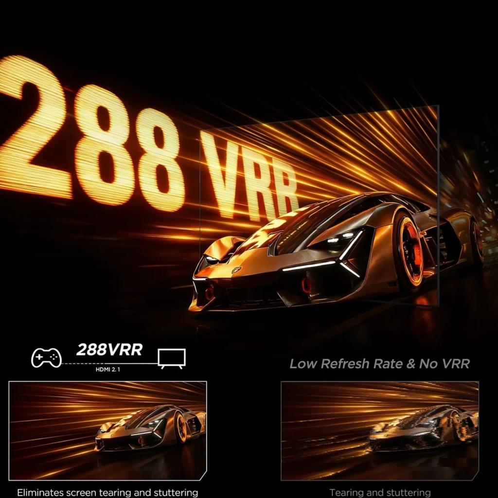 TCL 55C7L Smart TV QD‑Mini LED 55 pulgadas 4K Google TV negro con 288VRR, imagen fluida sin tearing ni stuttering y colores vivos en panel de alto contraste