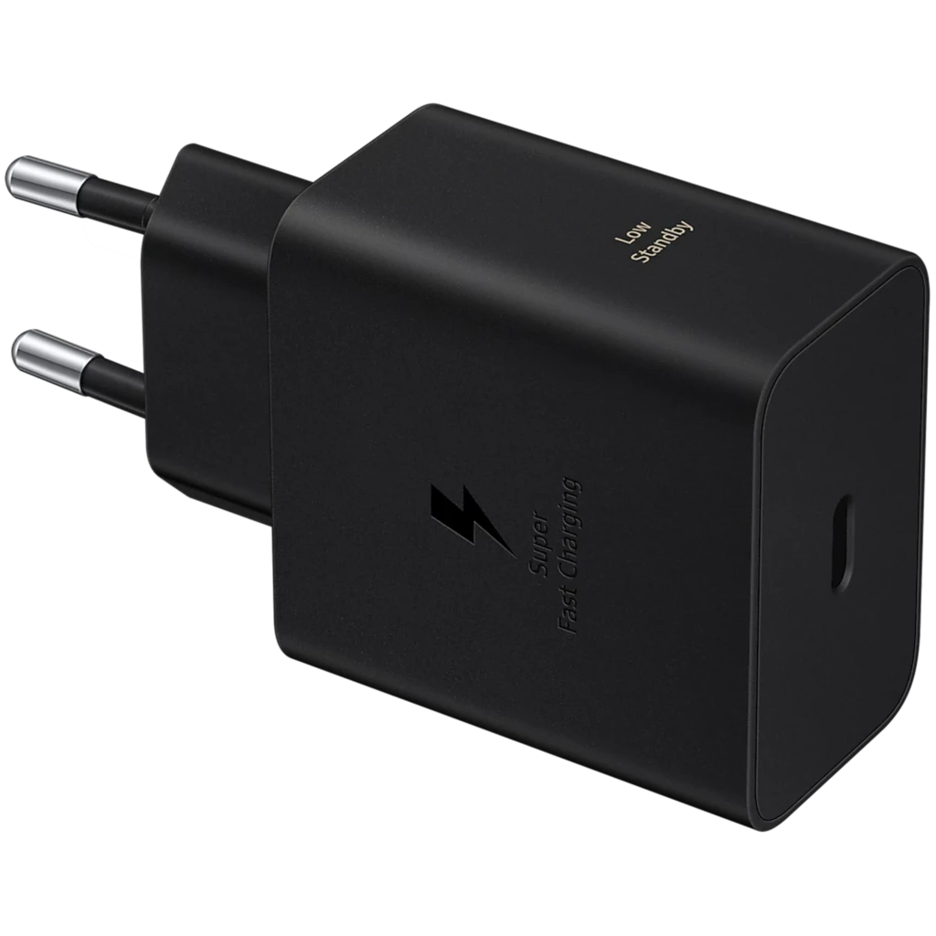 Cargador Samsung EP-T6010NBE negro, adaptador de corriente USB-C 60W con Carga Súper Rápida 2.0, diseño compacto mate y conector europeo de dos pines