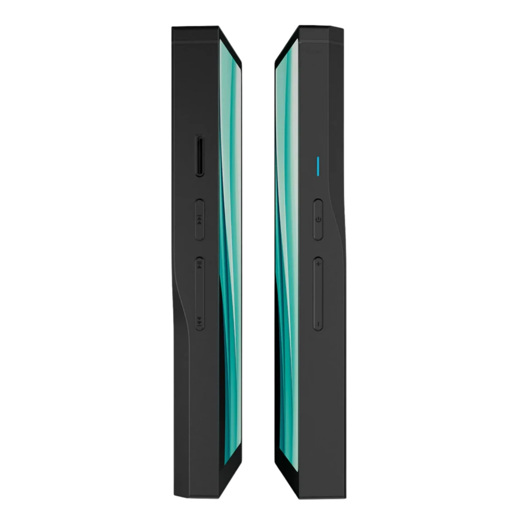 HiBy R6 Pro II 2025 Reproductor Hi-Res portátil negro con cuerpo angular, pantalla verde-azul, botones laterales, puerto USB-C y salida balanceada 4.4 mm