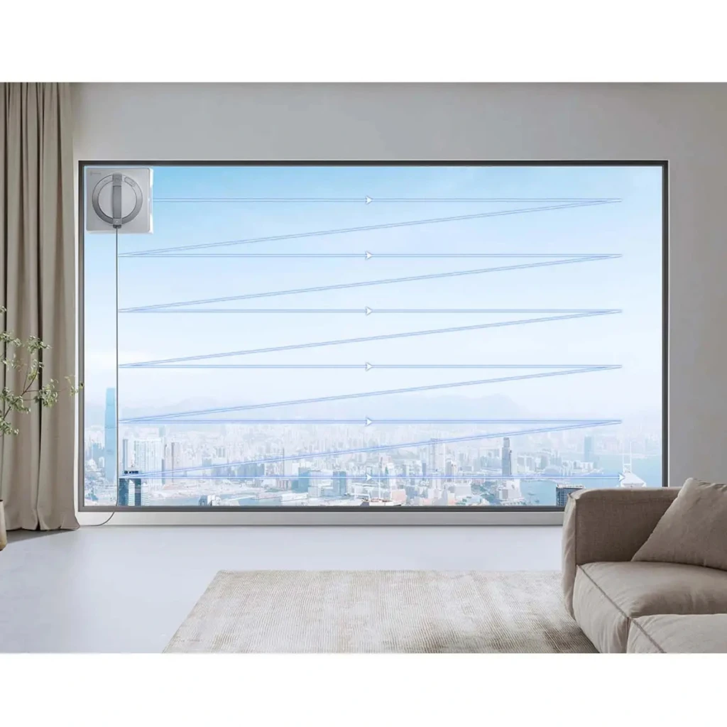 Ecovacs Winbot W2 Pro Omni limpiacristales cuadrado en vidrio panorámico, patrón de limpieza en zigzag, cable conectado, triple boquilla y batería 4500 mAh