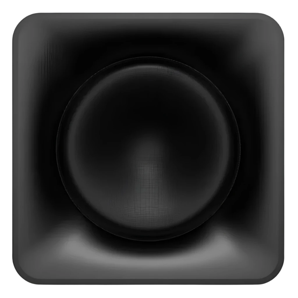 Klipsch Flexus Sub 100 80 W subwoofer compacto negro, frontal minimalista con gran diafragma circular centrado y bordes redondeados para graves potentes
