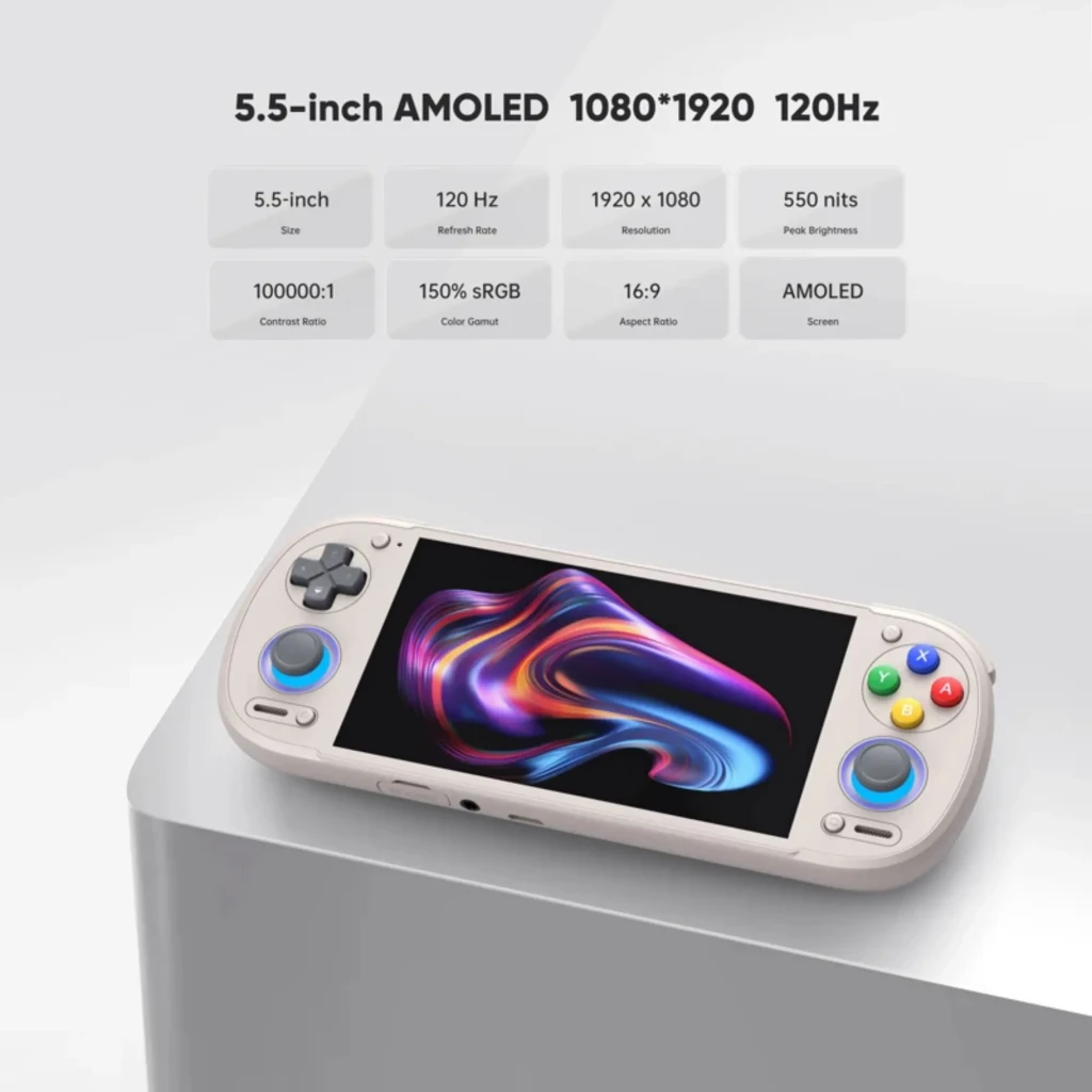 Retroid Pocket 6 Stick TOP 8GB/128GB AMOLED Negro con pantalla 5.5 pulgadas 1080x1920 120 Hz, doble joystick, cruceta, botones ABXY y altavoces frontales