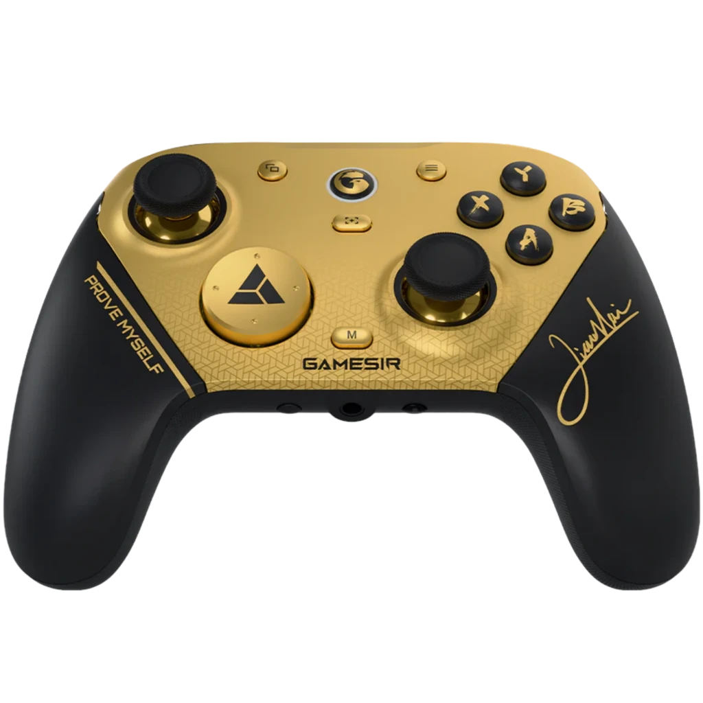 GameSir G7 Pro 8K Champion Edition Mando Inalámbrico PC en negro y dorado con botones ABXY, sticks duales, cruceta, firma grabada y acabado premium