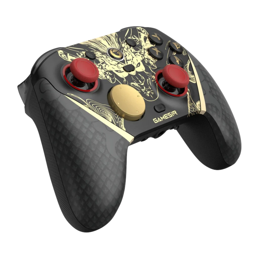 GameSir G7 Pro Nioh 3 Edition mando inalámbrico negro con dorado, arte samurái, sticks rojos, botones dorados, agarres texturizados y diseño premium