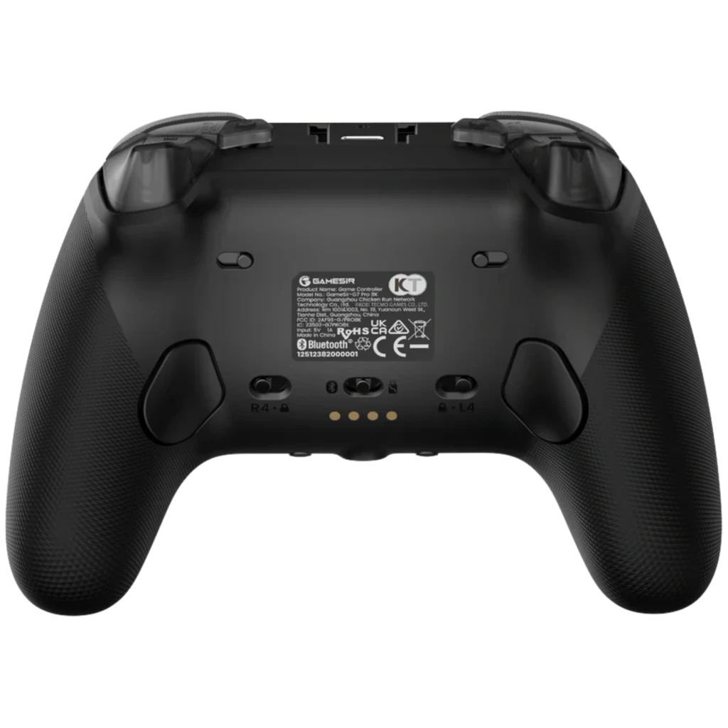 GameSir G7 Pro Nioh 3 Edition mando inalámbrico negro con textura antideslizante, cuatro botones traseros programables R4 L4 R5 L5 y gatillos transparentes