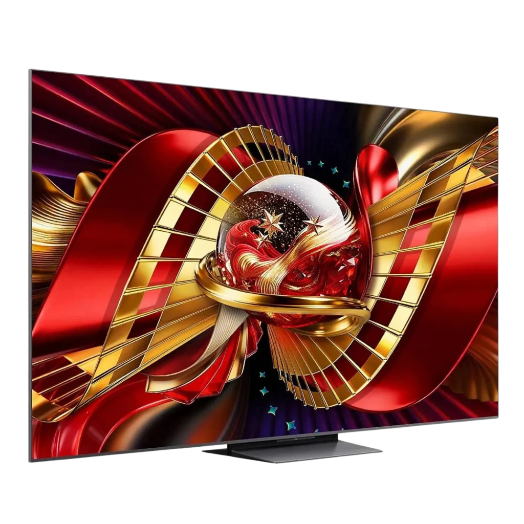 TCL 55C8L Smart TV QD‑Mini LED 55 pulgadas 4K AiPQ Pro en negro, pantalla casi sin bordes, base central, colores vibrantes y alto contraste