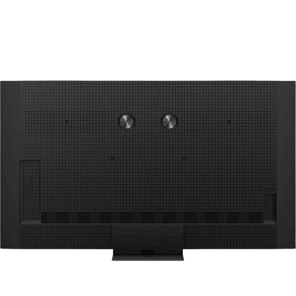 Parte trasera del TCL 55C8L Smart TV QD‑Mini LED 55 pulgadas 4K AiPQ Pro en color negro, con panel texturizado, rejillas de ventilación y soporte central