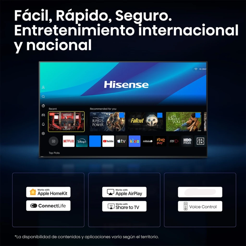 Hisense 50A6S Smart TV QLED 50 pulgadas 4K Ultra HD negro, pantalla delgada con biseles finos, interfaz con apps de streaming y control por voz