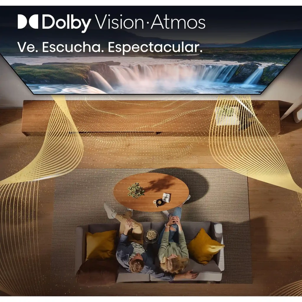 Hisense 43E79S Smart TV QLED 43 4K Ultra HD con Dolby Vision y Atmos; pantalla delgada, colores vivos, sonido envolvente y diseño moderno para sala de estar