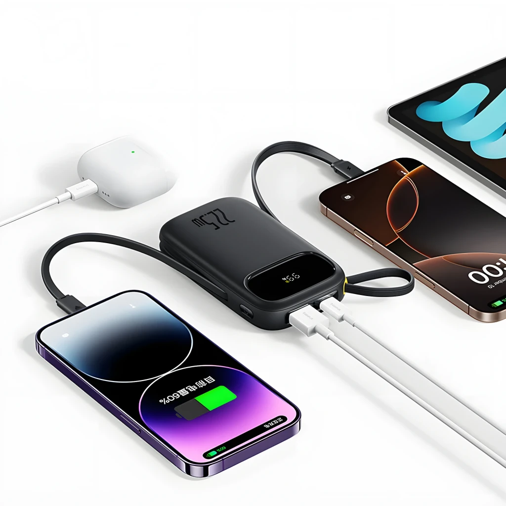 Power bank Baseus EnerFill FC31 negro 20000mAh 22.5W con pantalla LED, puertos USB-C y Lightning, carga rápida múltiple para smartphones y auriculares
