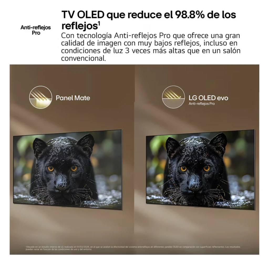 Pantalla LG OLED48C66LB 48 pulgadas 4K OLED evo con tecnología anti-reflejos, negros profundos y alto contraste para mayor claridad en salas iluminadas