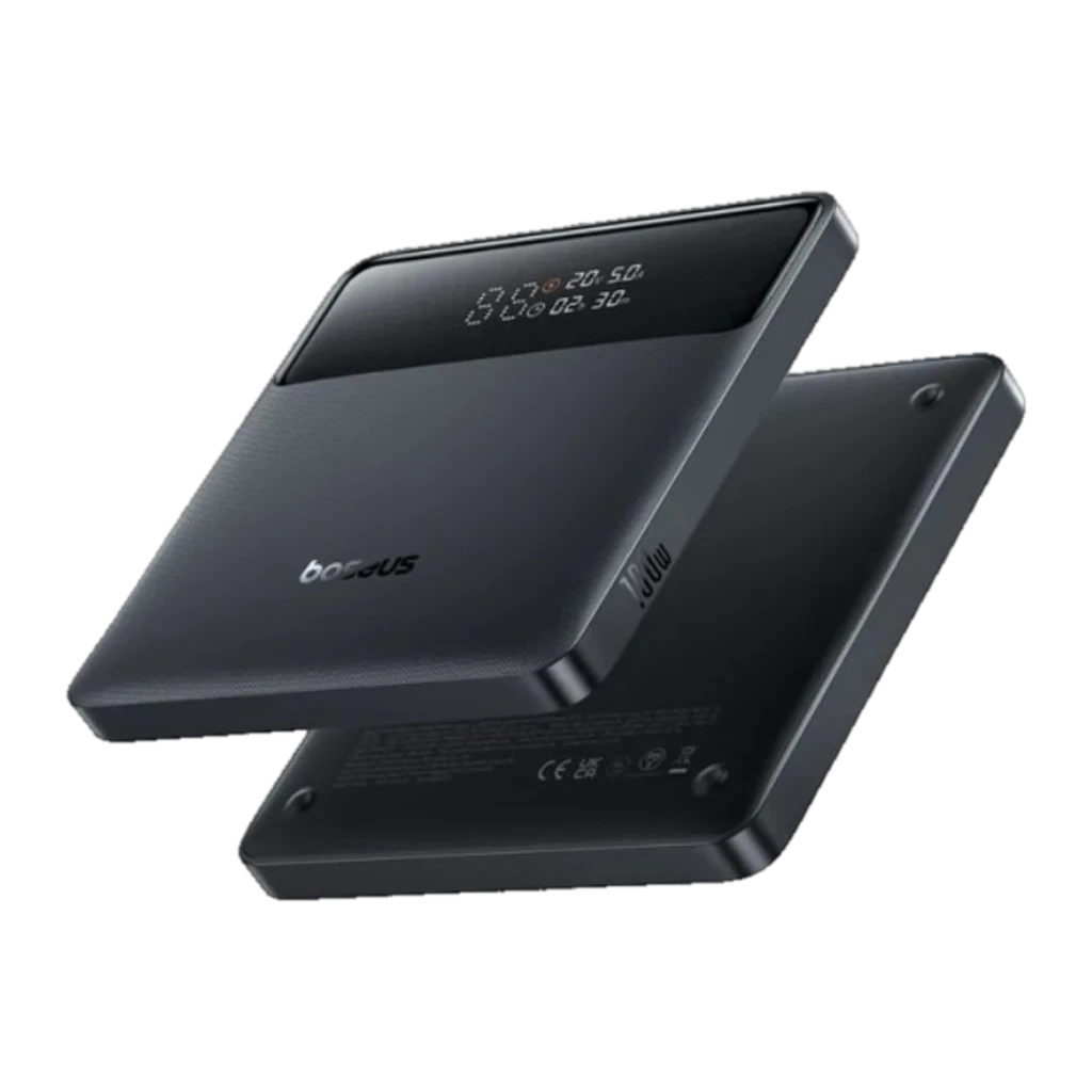 Batterie externe Baseus Blade H1 Lite noire, écran LED indicateur, 20000 mAh, 100 W, design plat et compact, ports USB et USB C, finition mate élégante