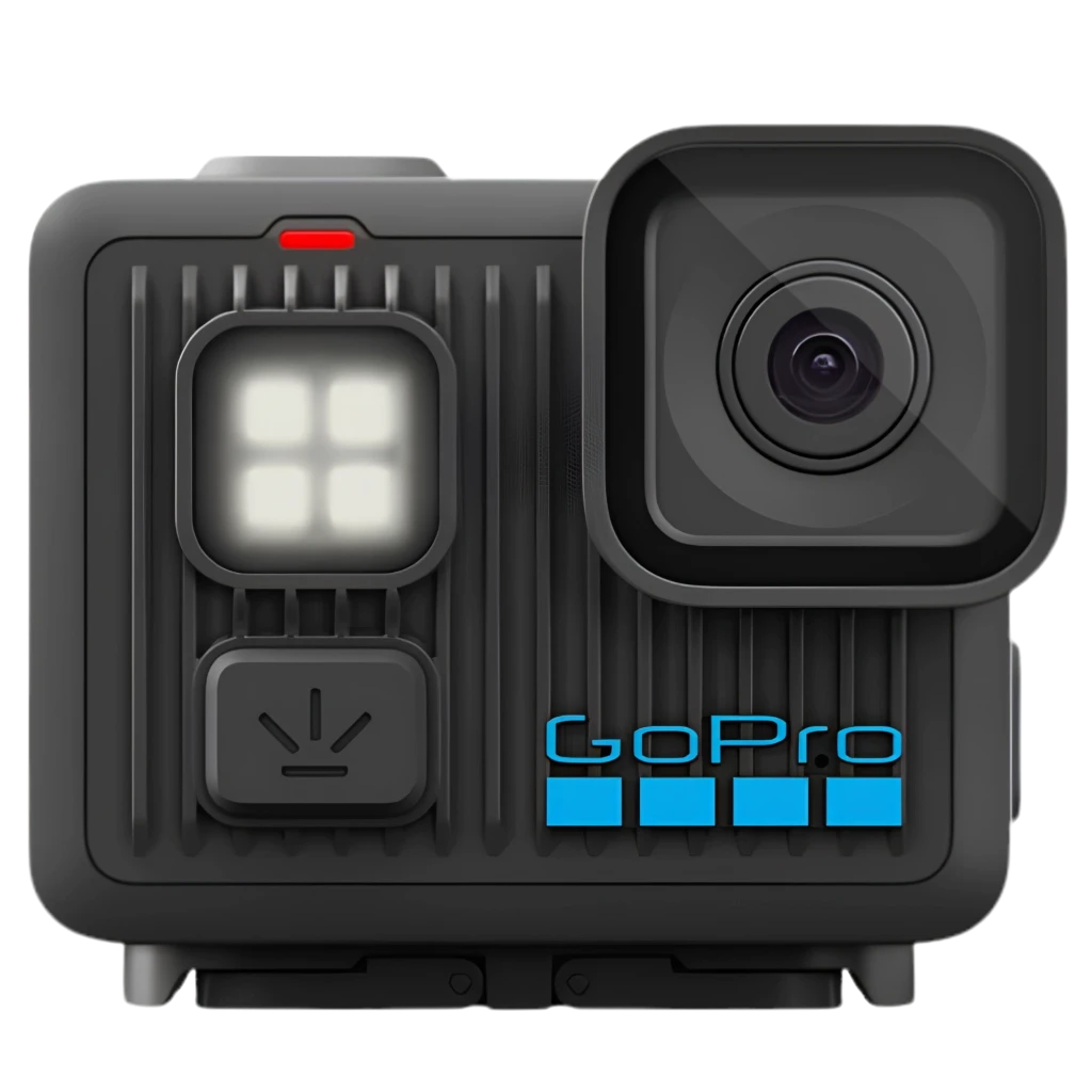 GoPro Lit Hero 4K 60fps 12 MP Sumergible 5 m HyperSmooth con lente gran angular, luz LED frontal, botón lateral y cuerpo robusto negro con detalles azules