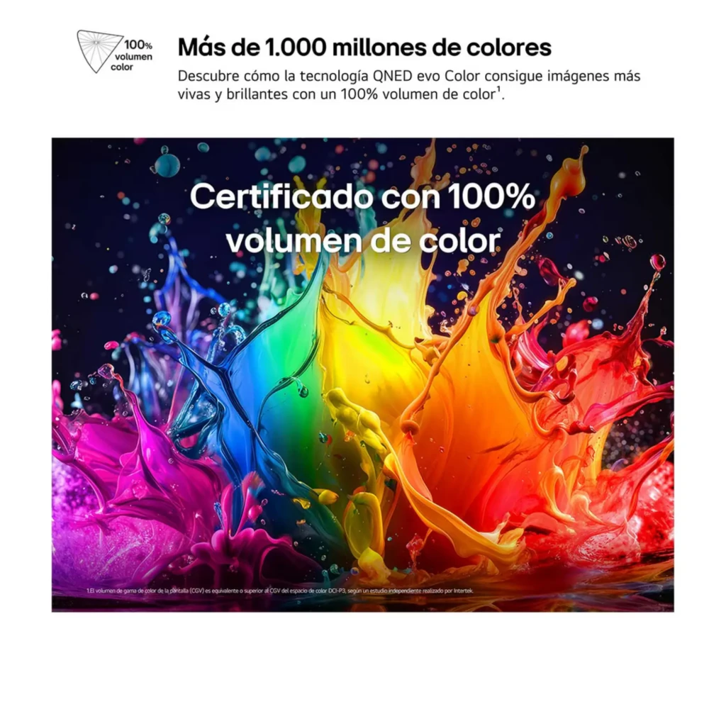 LG 65QNED70B6C Smart TV QNED MiniLED 65" 4K α7 AI Gen9 negro con pantalla vibrante y certificado 100% volumen de color, colores vivos y brillantes