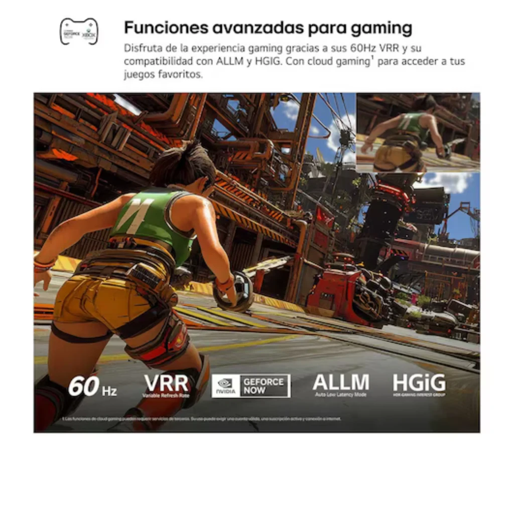 LG 65QNED70B6C Smart TV 65 pulgadas 4K QNED MiniLED negro, panel 60 Hz con VRR, ALLM y HGiG; ideal para juegos con GeForce NOW y baja latencia