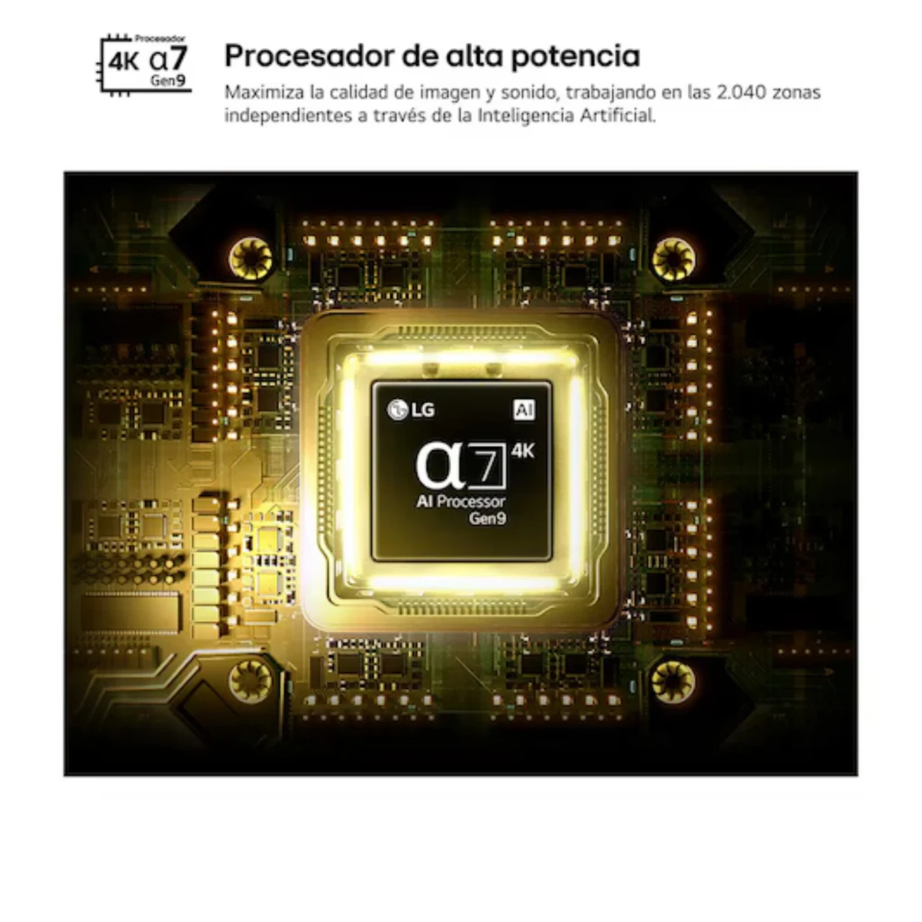 LG 65QNED70B6C Smart TV QNED MiniLED 65 pulgadas 4K con procesador α7 AI Gen9, imagen nítida y colores vivos, diseño negro elegante