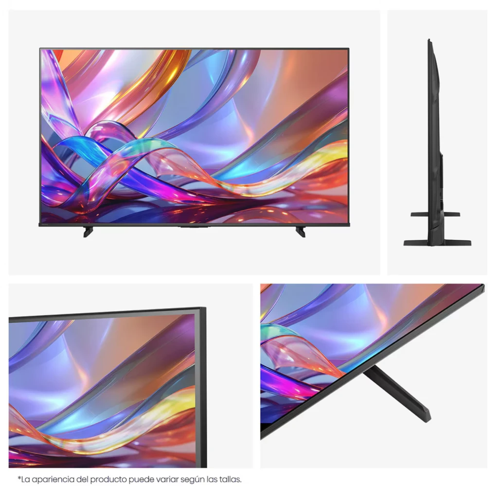 Hisense 43Q7S Smart TV QLED 43 pulgadas 4K, biseles delgados, panel brillante con colores vibrantes, diseño delgado en negro con base en forma de V