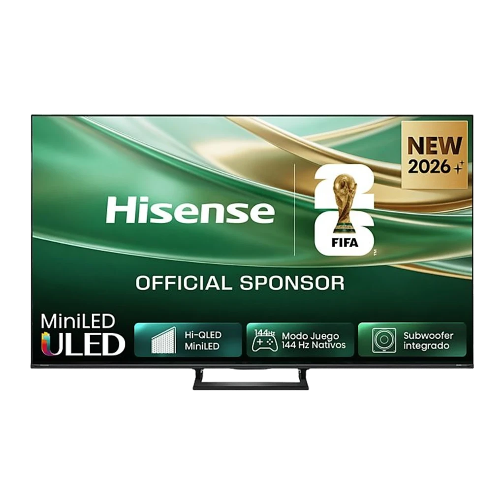 Televisor Hisense 50E8S 50 pulgadas con panel Mini LED 4K, tasa de 144 Hz, modo juego 144 Hz nativos, ULED, subwoofer integrado y diseño de biseles delgados