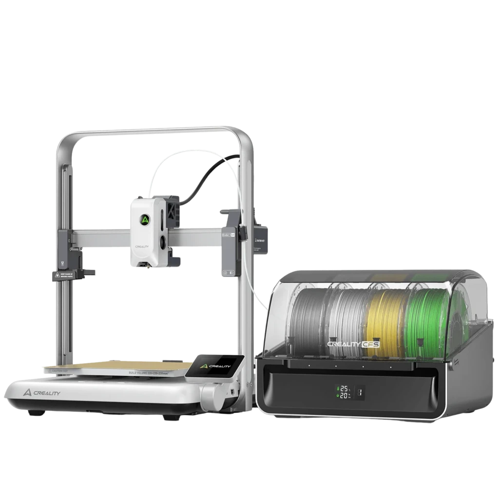 Creality Ender-3 V4 Combo Impressora 3D FDM com estrutura metálica, cama aquecida dourada, módulo de extrusão frontal e caixa de filamentos multirolo