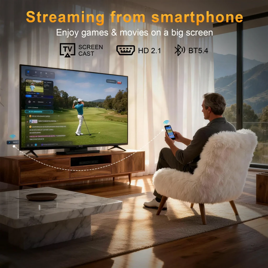 HS89 T15 RK3539 TV Stick 4GB/32GB 4K con WiFi 6 Dual Band y Android 14, streaming desde smartphone a TV grande, HD 2.1 y Bluetooth 5.4
