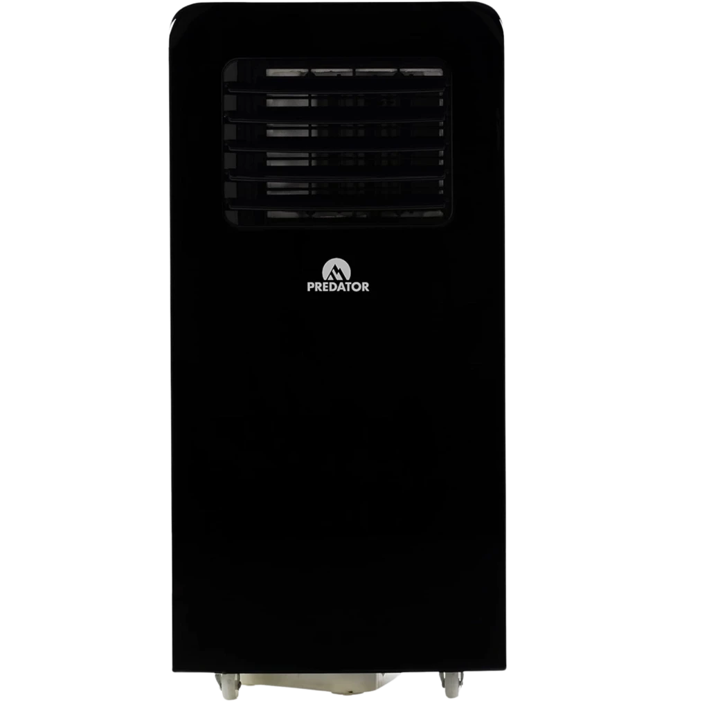 Glaziar Predator S30PLUS aire acondicionado portátil 9000 BTU en negro, panel frontal liso con rejilla de ventilación superior y ruedas para fácil movilidad