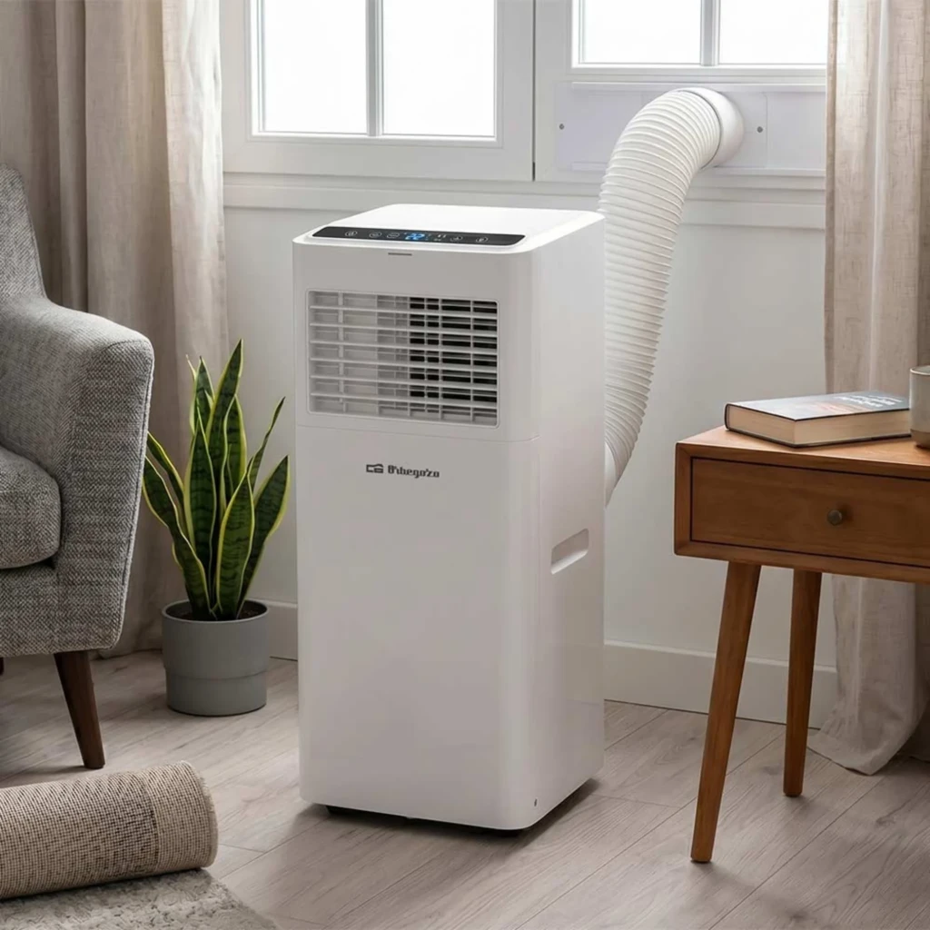 Orbegozo ADR 7000 aire acondicionado portátil blanco con rejilla frontal, display LED superior y tubo de extracción flexible para ventana