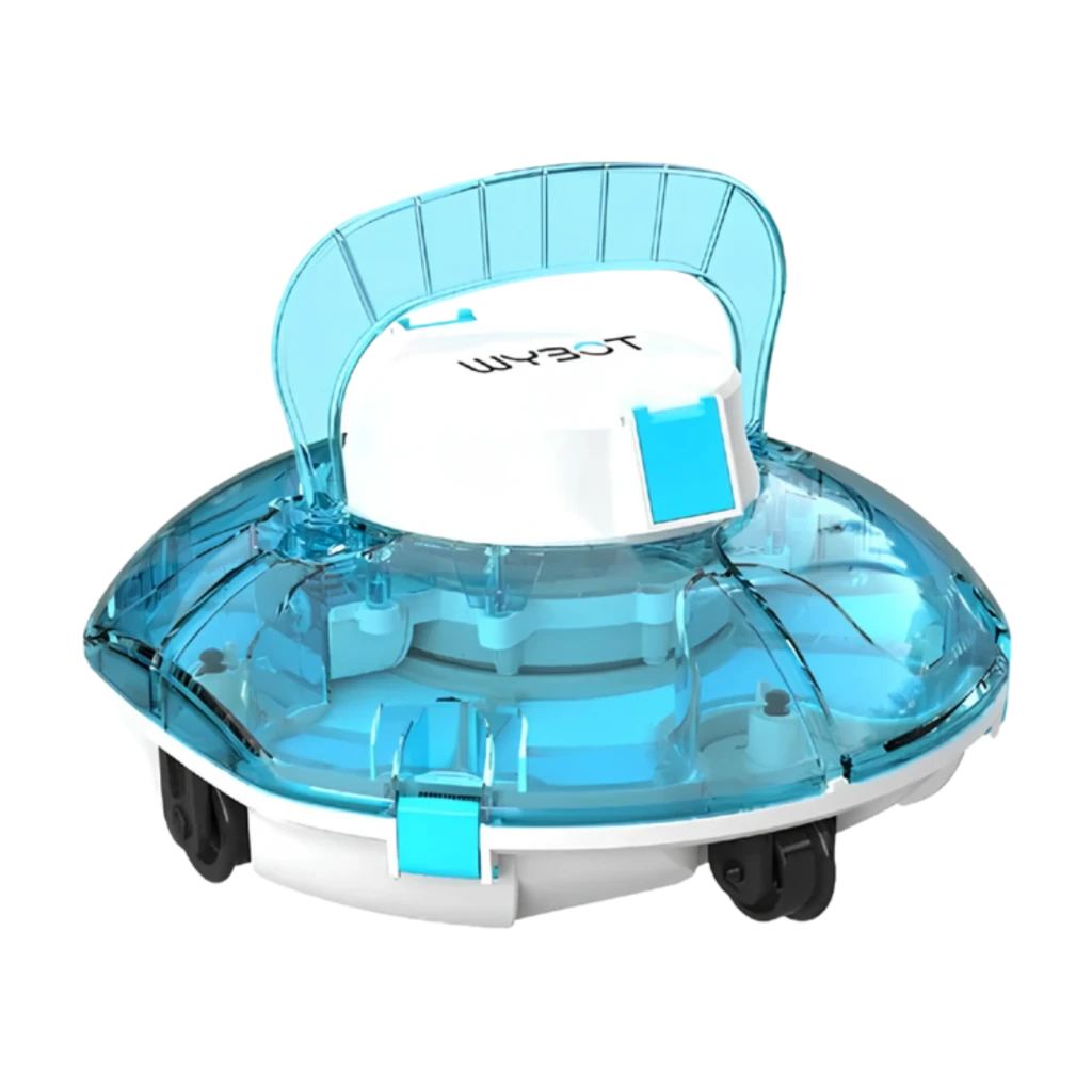 Wybot Winny 200 Robot Limpiafondos Inalámbrico 30 W IPX8 - Clase B Reacondicionado en color blanco y azul, carcasa transparente, asa ergonómica, ruedas inferiores y diseño compacto