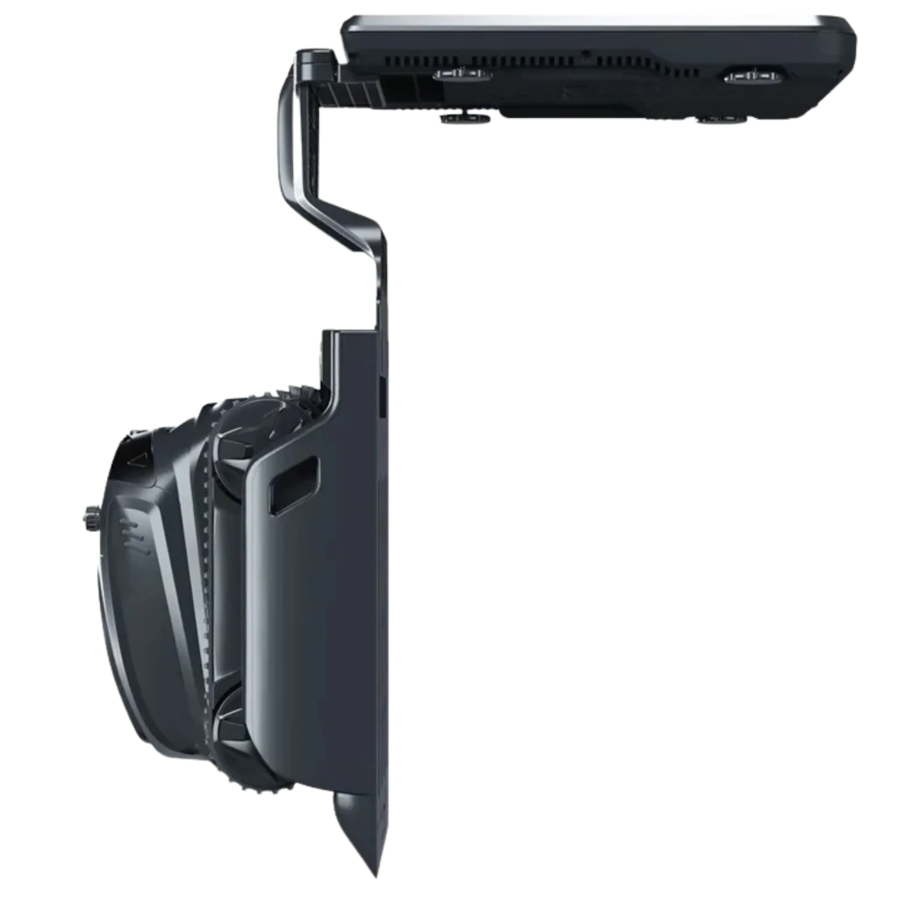 Wybot S2 Solar Vision Robot Limpiador de Piscinas con panel solar superior, cuerpo compacto negro, soporte lateral y diseño aerodinámico para limpieza