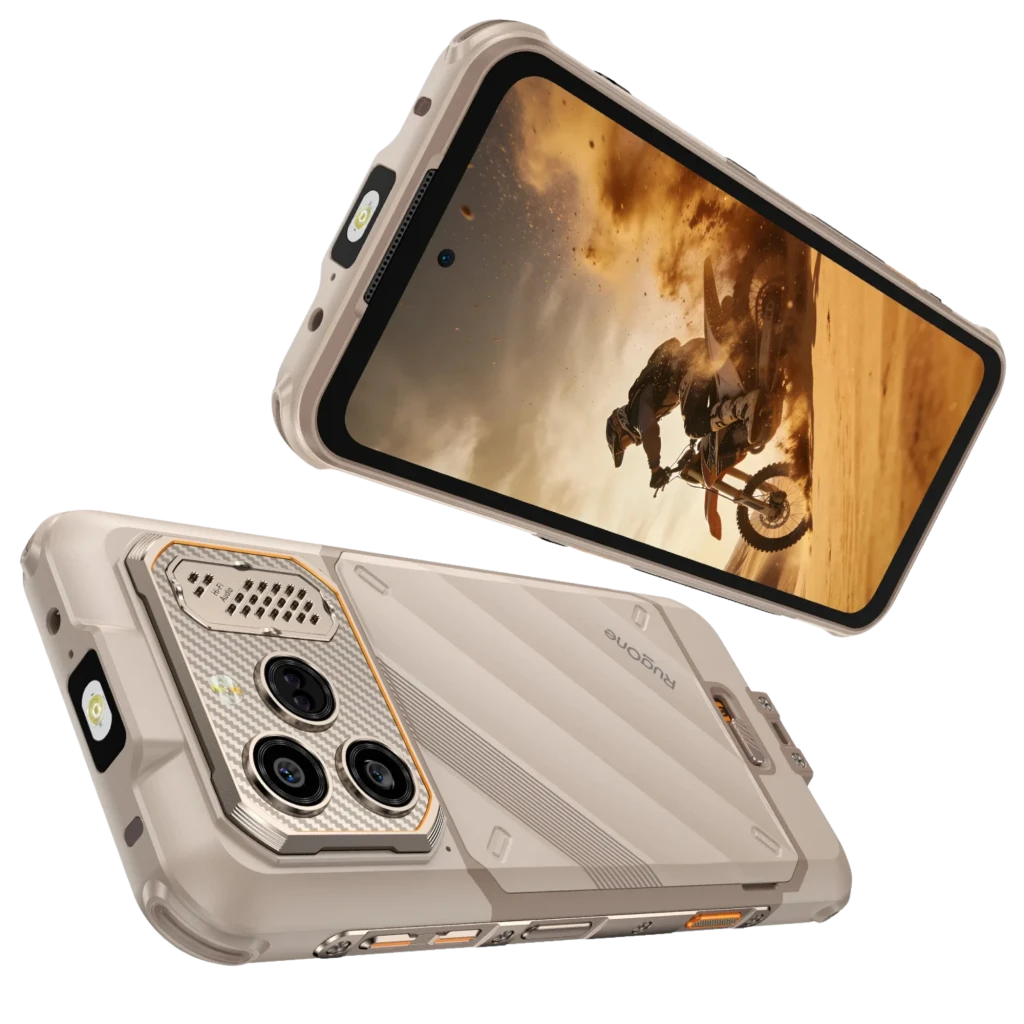 Ulefone RugOne Xever 8 256 GB Sand Dune, móvil robusto beige con carcasa rugerizada, triple cámara trasera, pantalla 120Hz y botones laterales reforzados