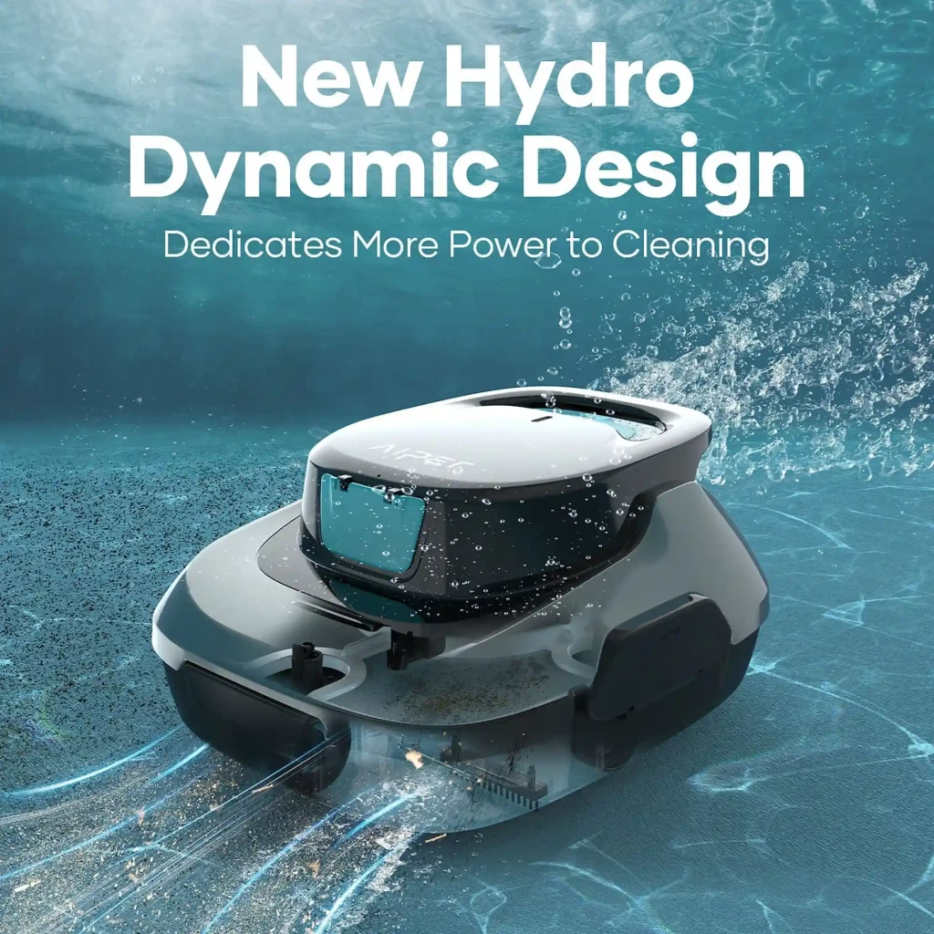 Aiper Scuba SE Robot Aspirador Inalámbrico Gris con diseño hidrodinámico, compacto y robusto; chorros de agua y cepillos laterales para limpieza potente en