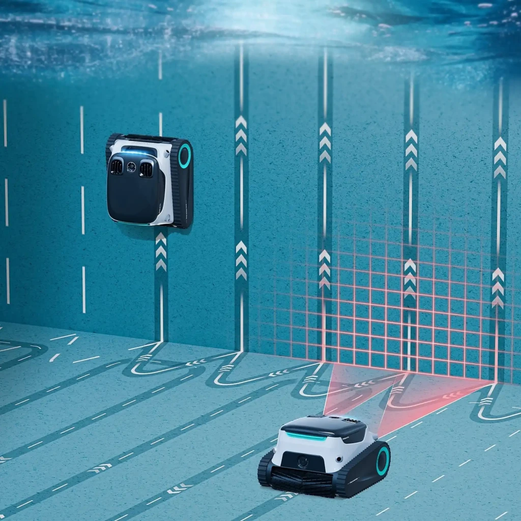 Aiper Scuba S1 Pro 2025 Robot Aspirador 379 LPM limpiapiscinas con orugas, luces LED y sensores láser, base de pared incluida, diseño compacto bicolor