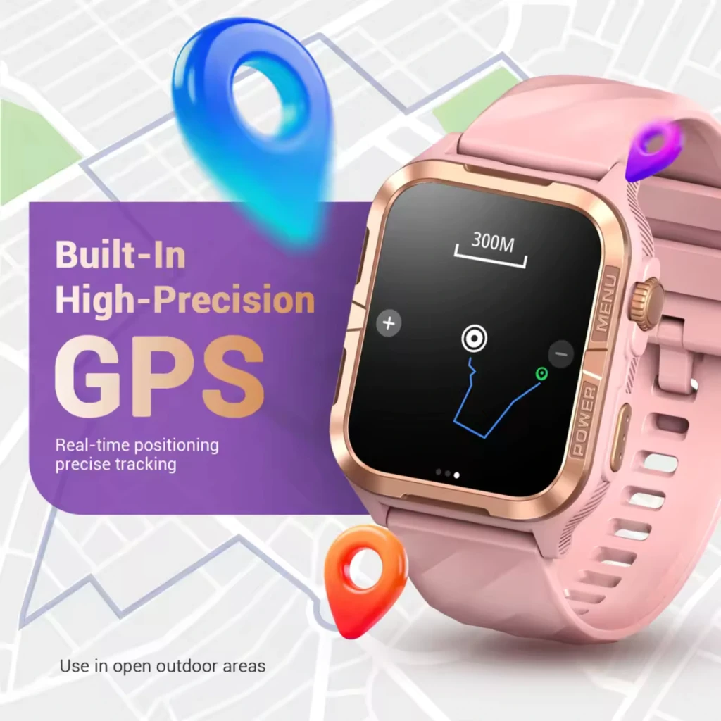 Blackview W10 Pro Smartwatch negro con GPS de alta precisión, pantalla táctil cuadrada, correa de silicona, seguimiento en tiempo real y resistencia IP68