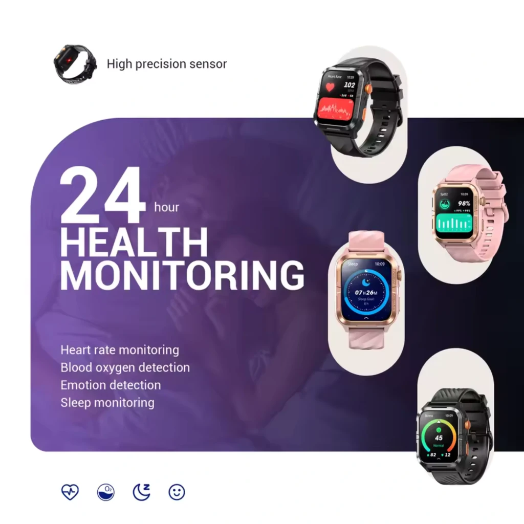 Blackview W10 Pro Smartwatch negro IP68 con pantalla táctil cuadrada, correas negras y rosa, monitoreo 24 h de ritmo cardíaco, oxígeno y sueño
