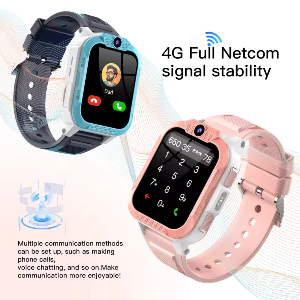 Reloj infantil Blackview Z40 Pro azul con pantalla táctil, cámara frontal, videollamadas 4G, GPS, teclado numérico grande y correa de silicona resistente