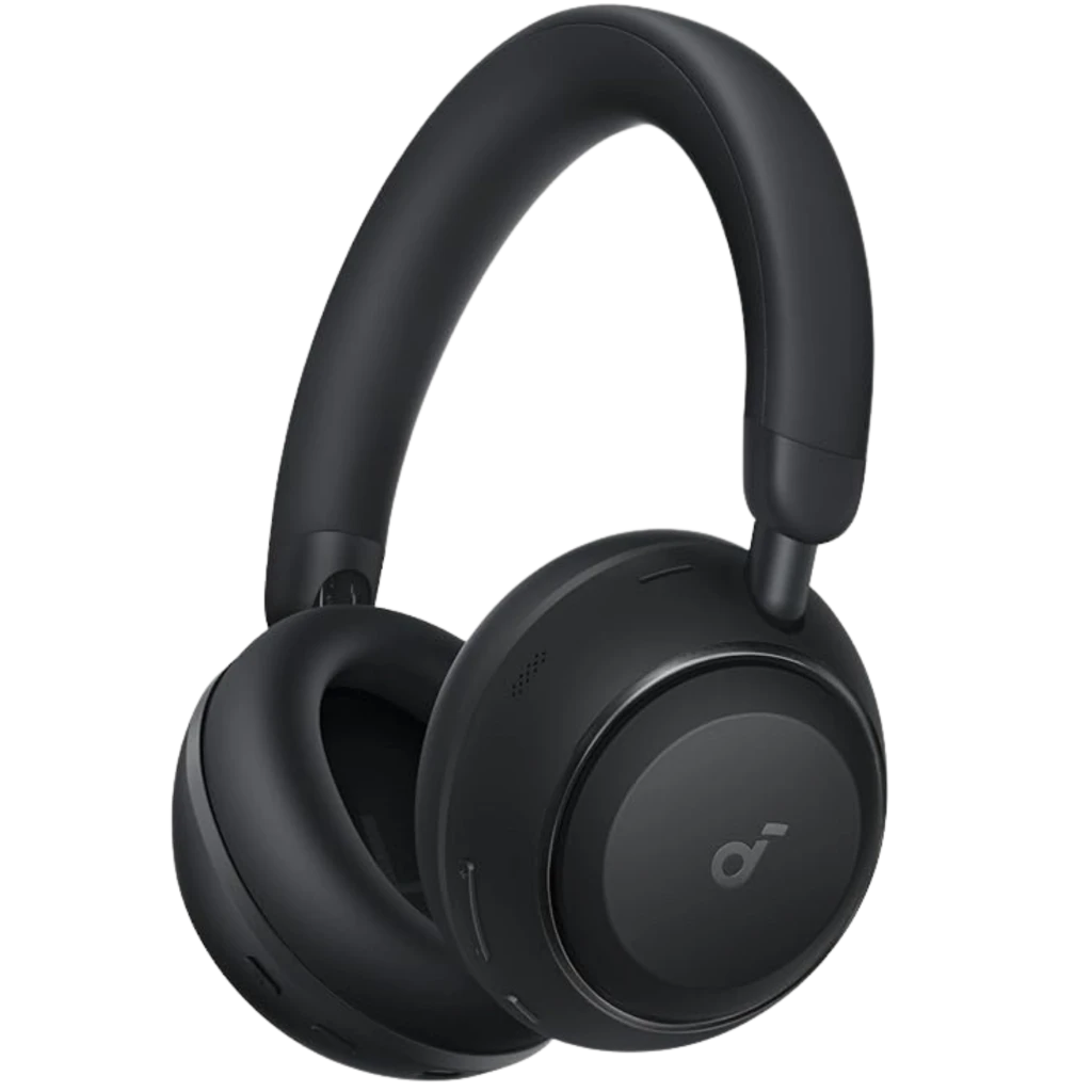 Auriculares over-ear negros Soundcore Space 2 con diadema acolchada, copas grandes giratorias y acabado mate; diseño cerrado y minimalista ANC Bluetooth