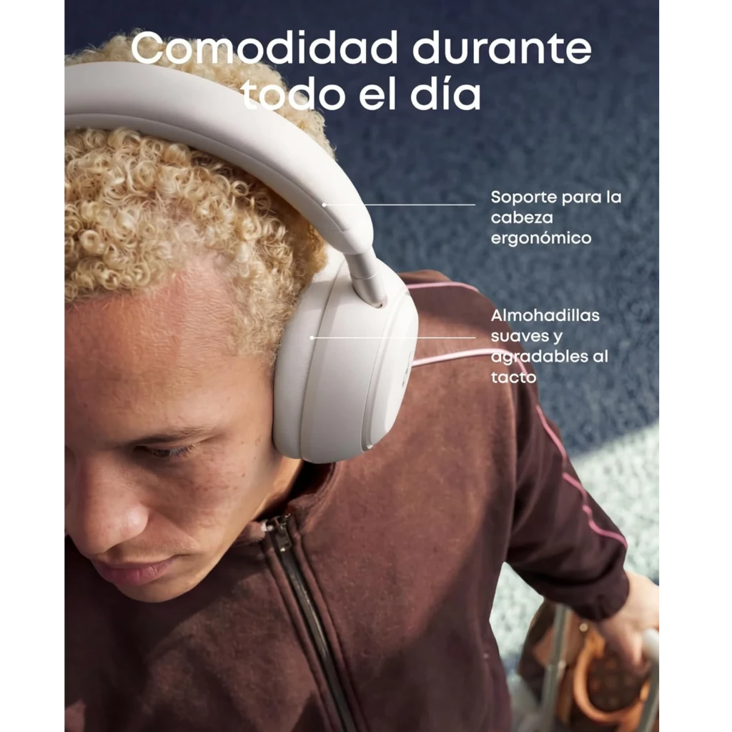 Soundcore Space 2 Bluetooth ANC Hi-Res 70 h Black, auriculares over-ear negros con diadema ergonómica y almohadillas suaves para comodidad diaria