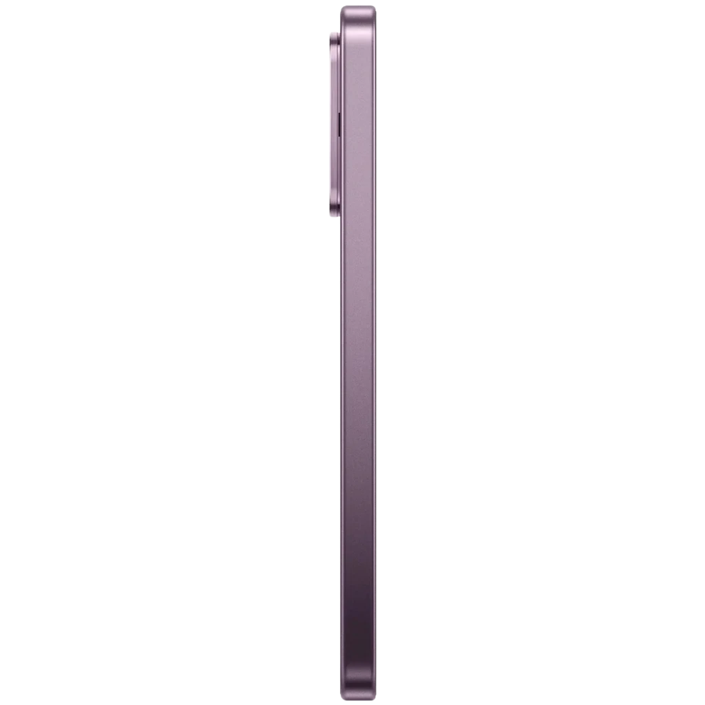 Xiaomi 17T 5G violeta visto de perfil, cuerpo delgado con bordes planos y módulo de cámara sobresaliente, acabado metálico elegante