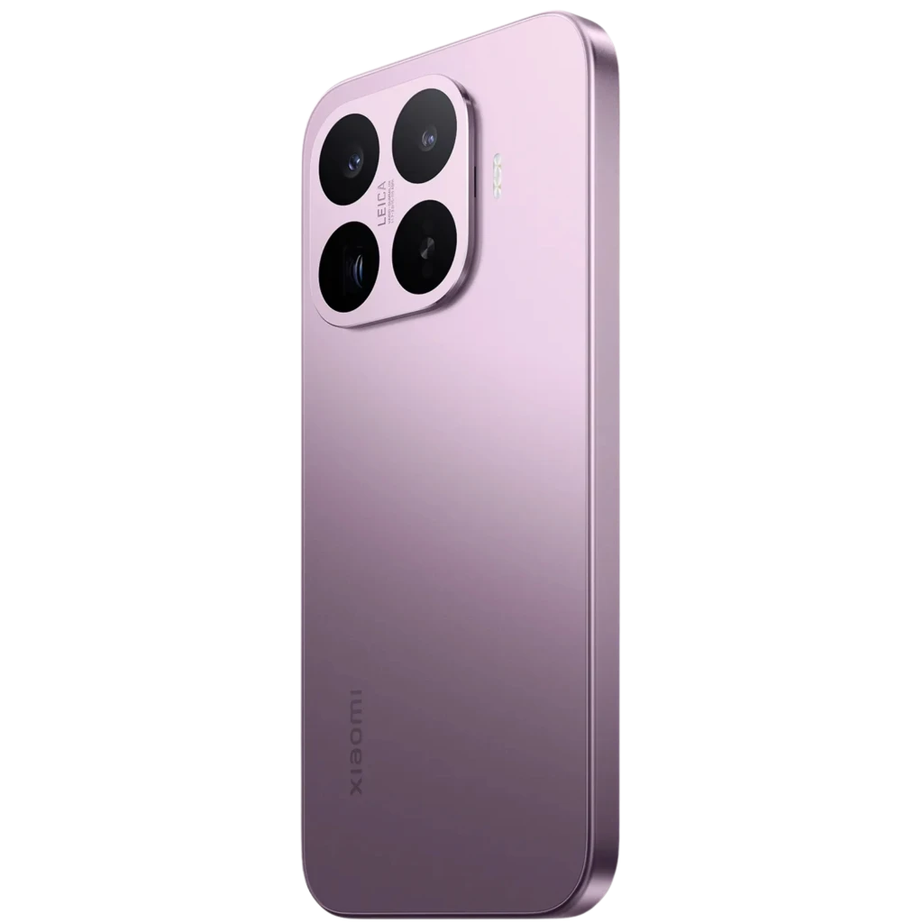 Xiaomi 17T 5G violeta con acabado mate, módulo trasero con cuatro cámaras grandes y bordes planos elegantes; diseño premium y moderno