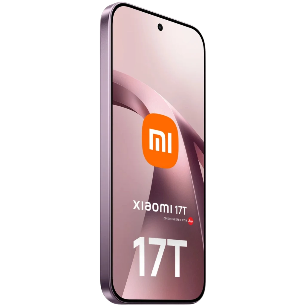 Xiaomi 17T 5G violeta con pantalla amplia de borde fino y cámara frontal centrada, 256 GB, 12 GB RAM y batería 6500 mAh para uso prolongado