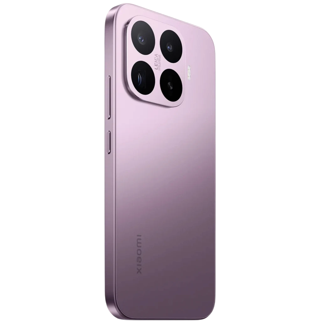 Xiaomi 17T 5G violeta con cuerpo metálico mate y módulo de cámara cuadrado de cuatro lentes Leica; bordes planos y botones laterales discretos