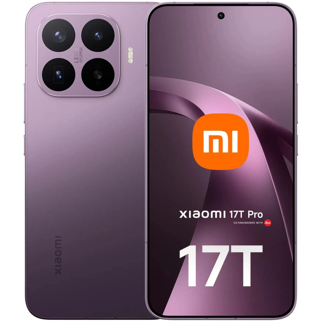 Xiaomi 17T Pro 5G violeta con pantalla sin marcos y módulo trasero cuadrado de triple cámara Leica, 512 GB y 12 GB de RAM