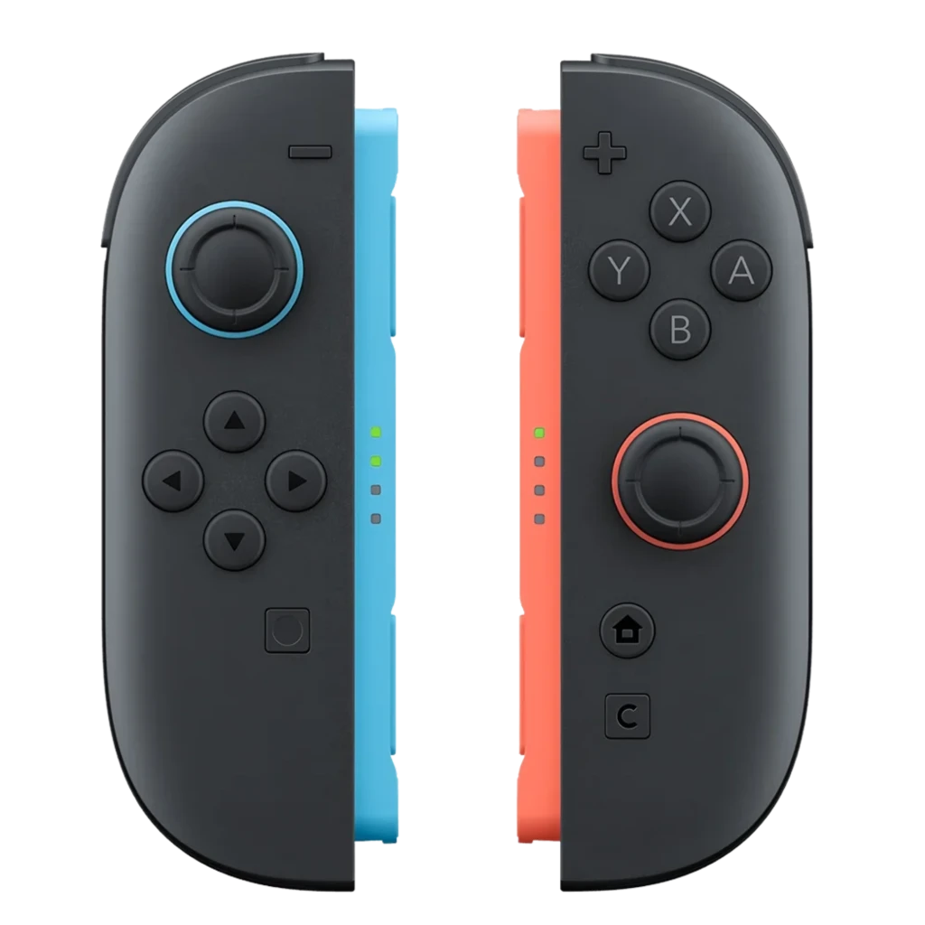 Magnetic Set S2 Mando Inalámbrico compatible con Switch 2 en azul y rojo, dos módulos magnéticos con joysticks, botones ABXY, cruceta y LEDs de estado