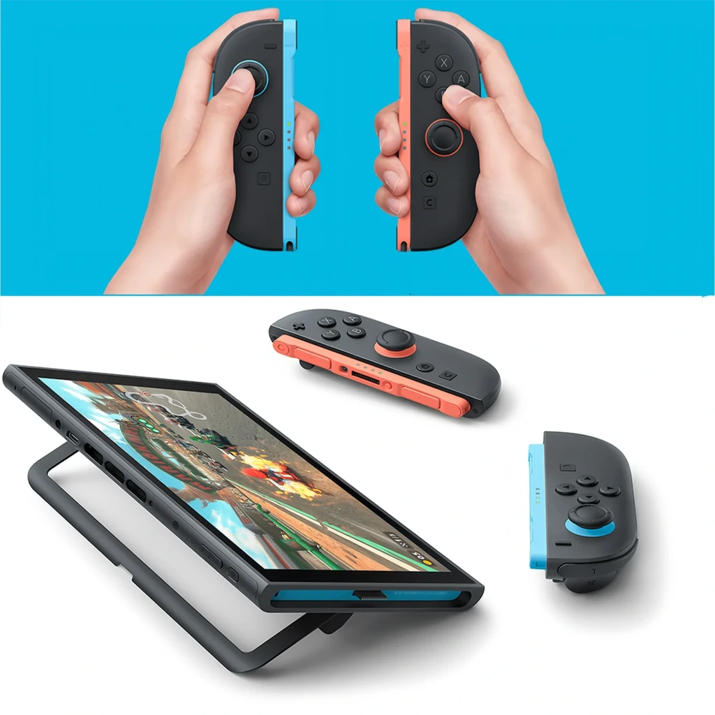 Magnetic Set S2 Mando Inalámbrico para Switch 2 en lavanda y turquesa, diseño ergonómico, botones accesibles y módulos desmontables con soporte portátil