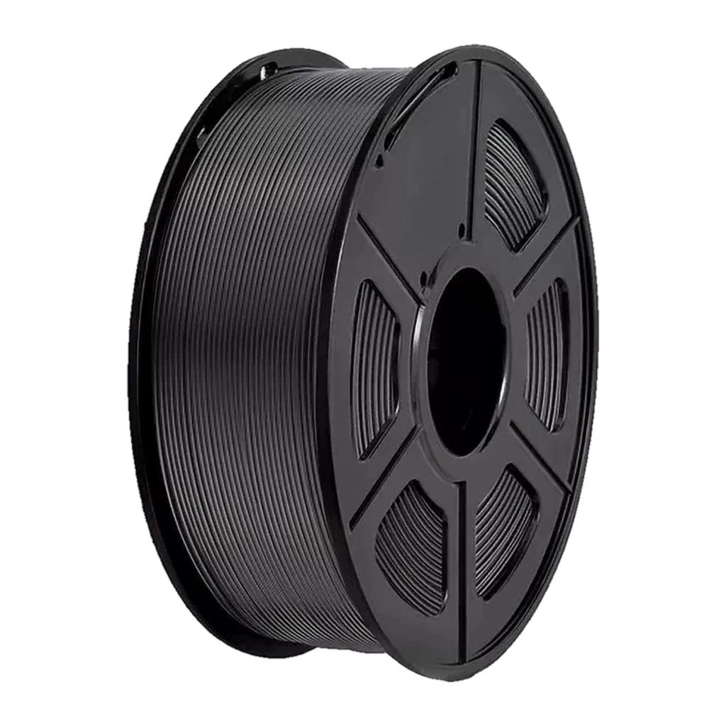 Bobina de filamento PLA+ negro 1.75 mm SUNLU, 1 kg, carrete plástico negro con filamento uniforme y acabado mate, tolerancia ±0.02 mm