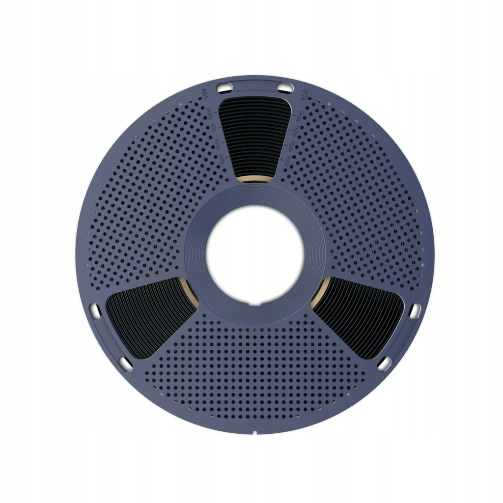 Bobina de Filamento Sunlu PETG Negro 1.75 mm 1 kg ±0.02 mm en carrete circular azul con orificio central grande y perforaciones uniformes