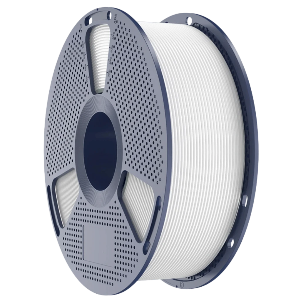 Carrete de filamento blanco Sunlu PLA Plus 1.75 mm, 1 kg, enrollado uniformemente en bobina ventilada gris con orificios y ventana para ver el nivel restante