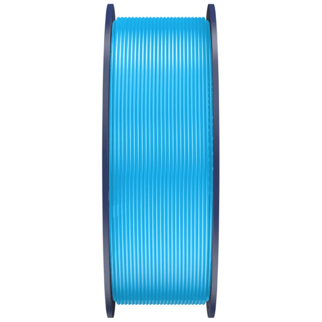 Carrete de filamento PETG cyan para impresión 3D, 1.75 mm, 1 kg, tolerancia ±0.02 mm; bobina azul con filamento uniforme y acabado brillante