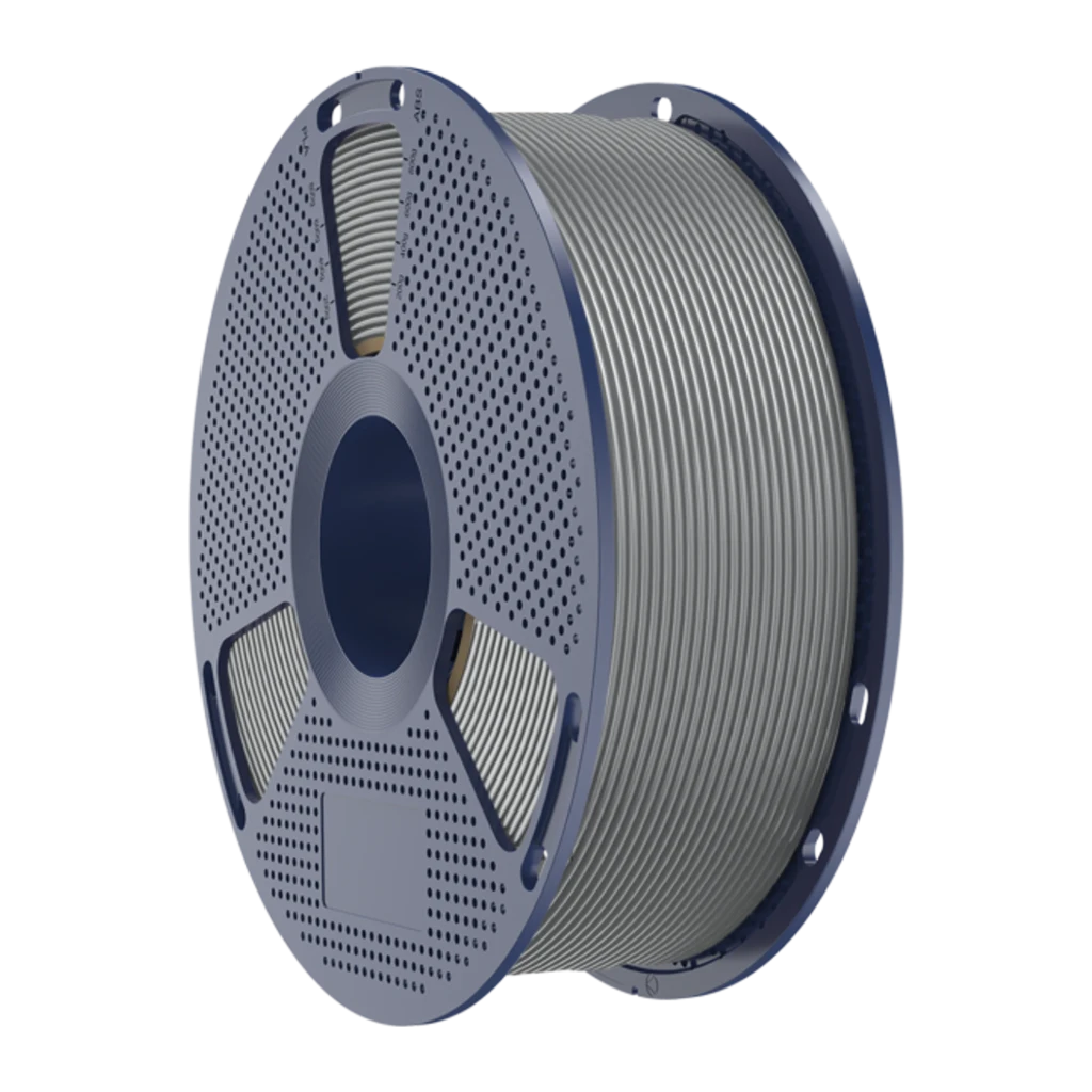 Carrete de filamento Sunlu PETG gris 1.75 mm, bobina de 1 kg. Enrollado uniforme, carrete ventilado en color gris azulado, tolerancia ±0.02 mm.